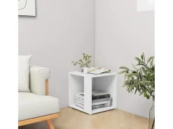 Mesa auxiliar de madera contrachapada blanco 33x33x34,5 cm ES390418
