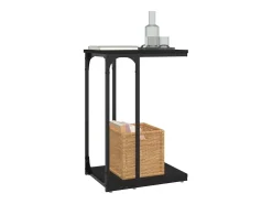 Mesa auxiliar de madera contrachapada negro 40x30x60 cm