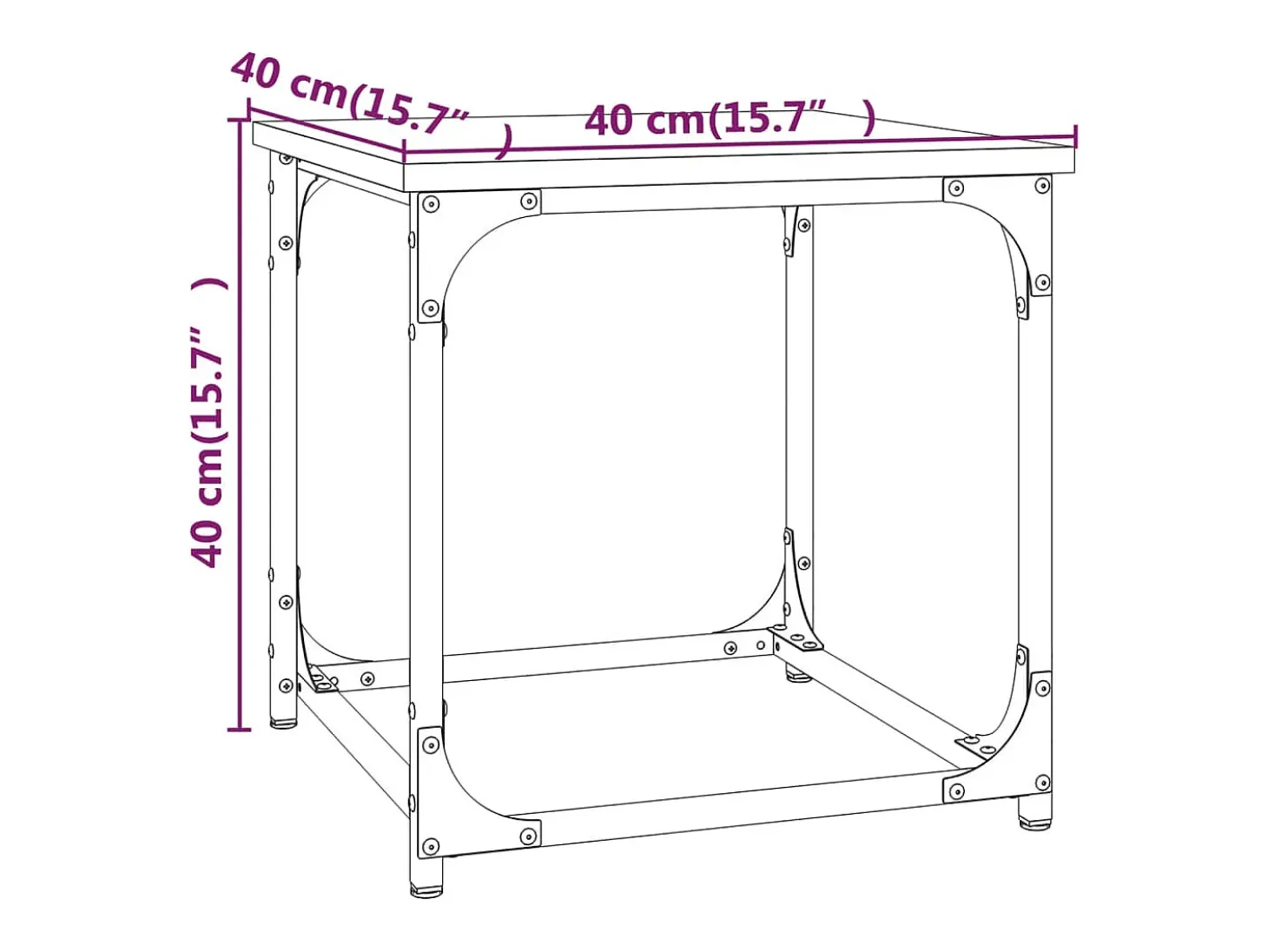 Mesa auxiliar de madera contrachapada marrón roble 40x40x40 cm