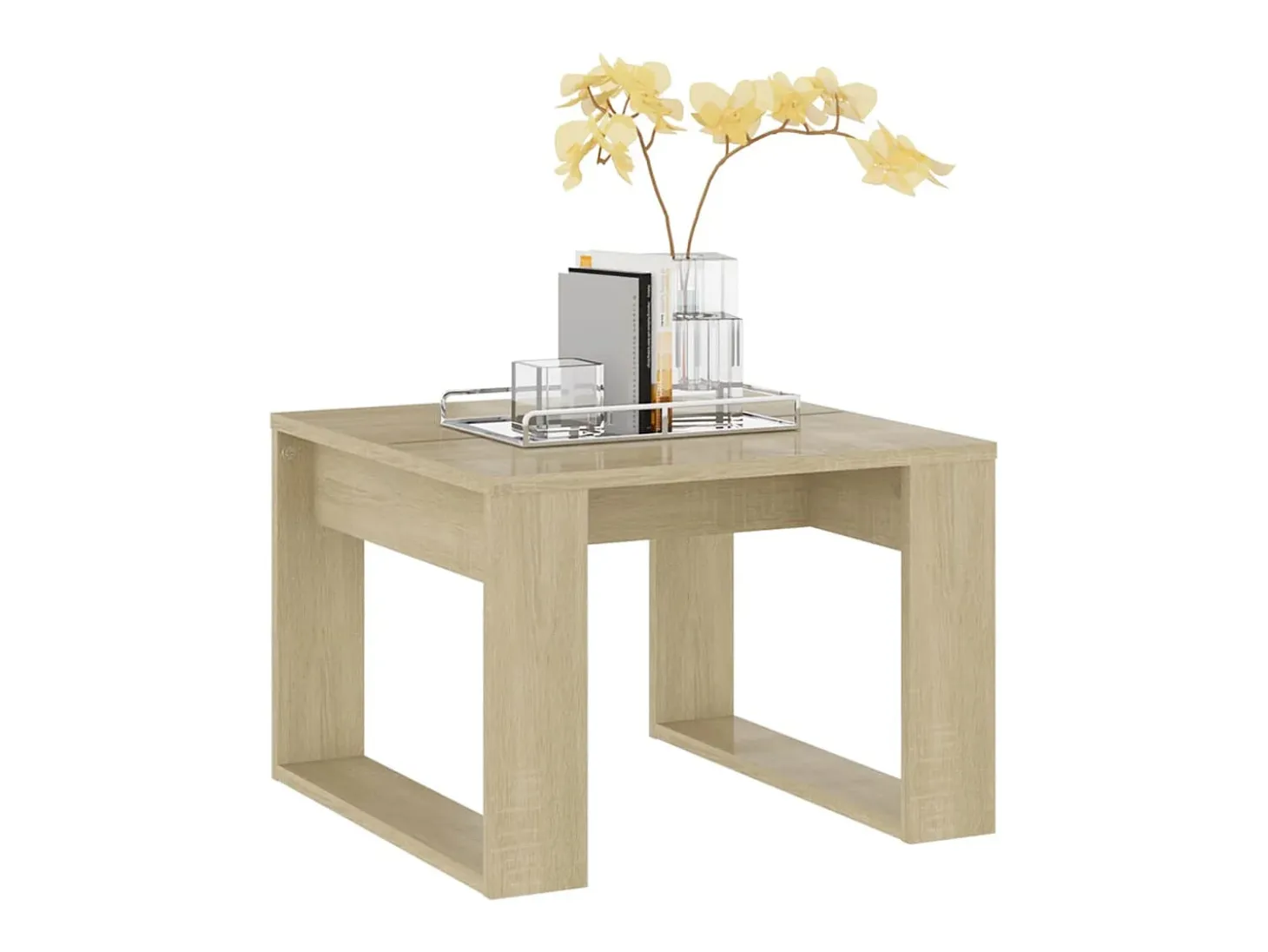 Mesa auxiliar de madera contrachapada roble Sonoma 50x50x35 cm