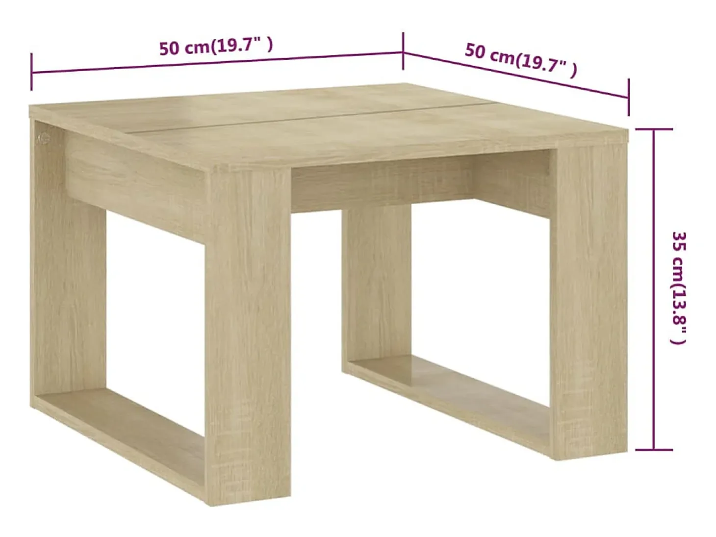 Mesa auxiliar de madera contrachapada roble Sonoma 50x50x35 cm