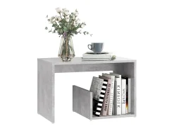 Mesa auxiliar de madera contrachapada gris hormigón 59x36x38 cm