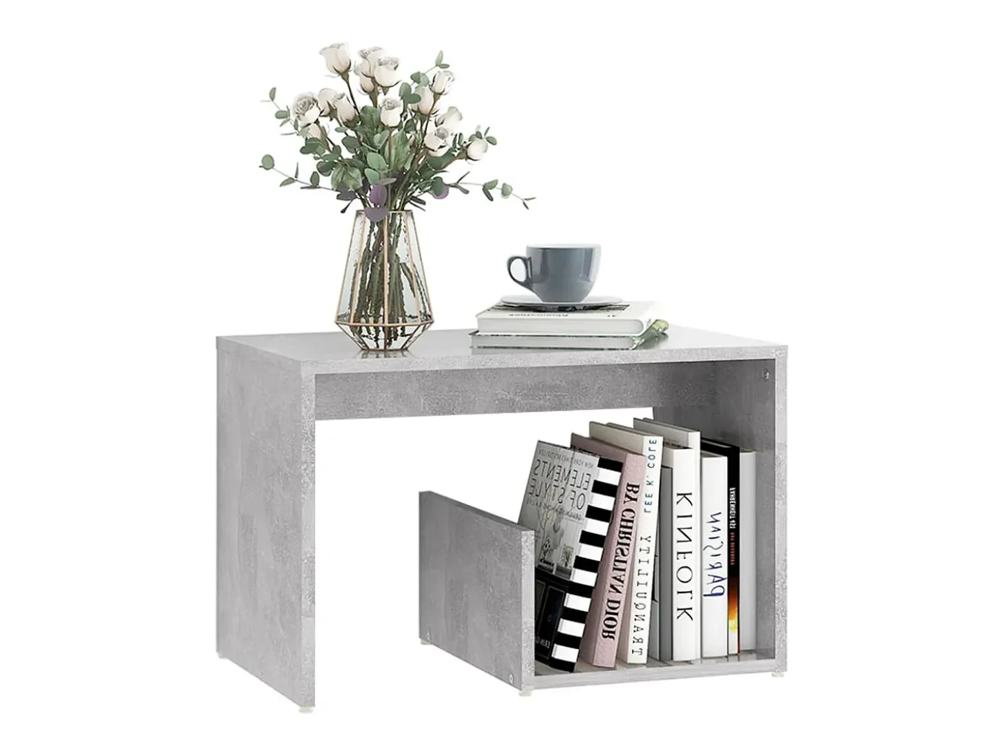 Mesa auxiliar de madera contrachapada gris hormigón 59x36x38 cm