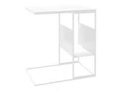 Mesa auxiliar de madera contrachapada blanco 55x36x59,5 cm