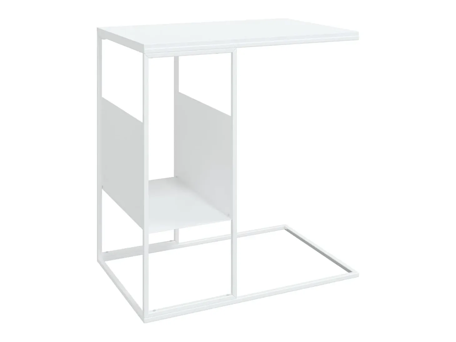 Mesa auxiliar de madera contrachapada blanco 55x36x59,5 cm
