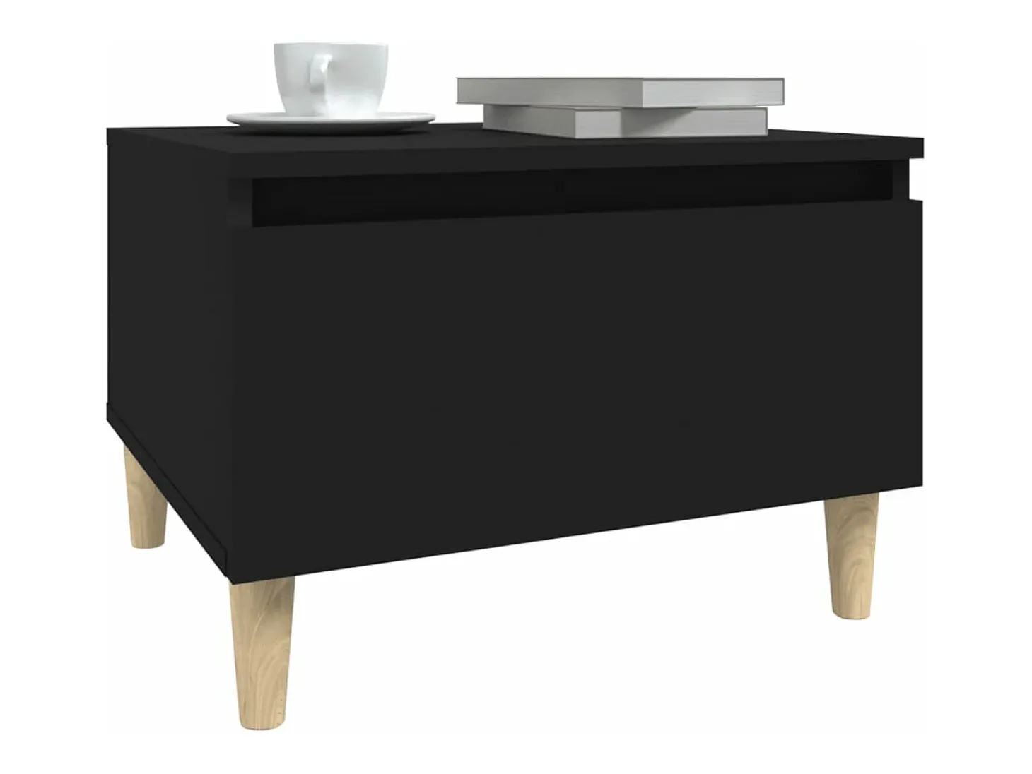 Mesa auxiliar de madera contrachapada negro 50x46x35 cm