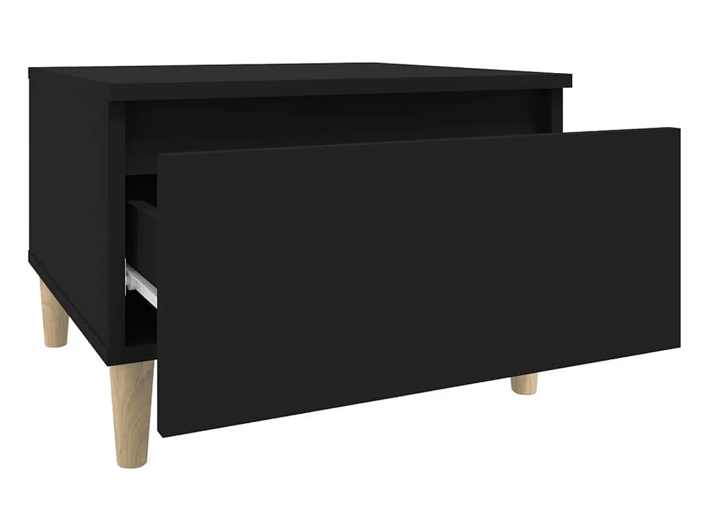 Mesa auxiliar de madera contrachapada negro 50x46x35 cm