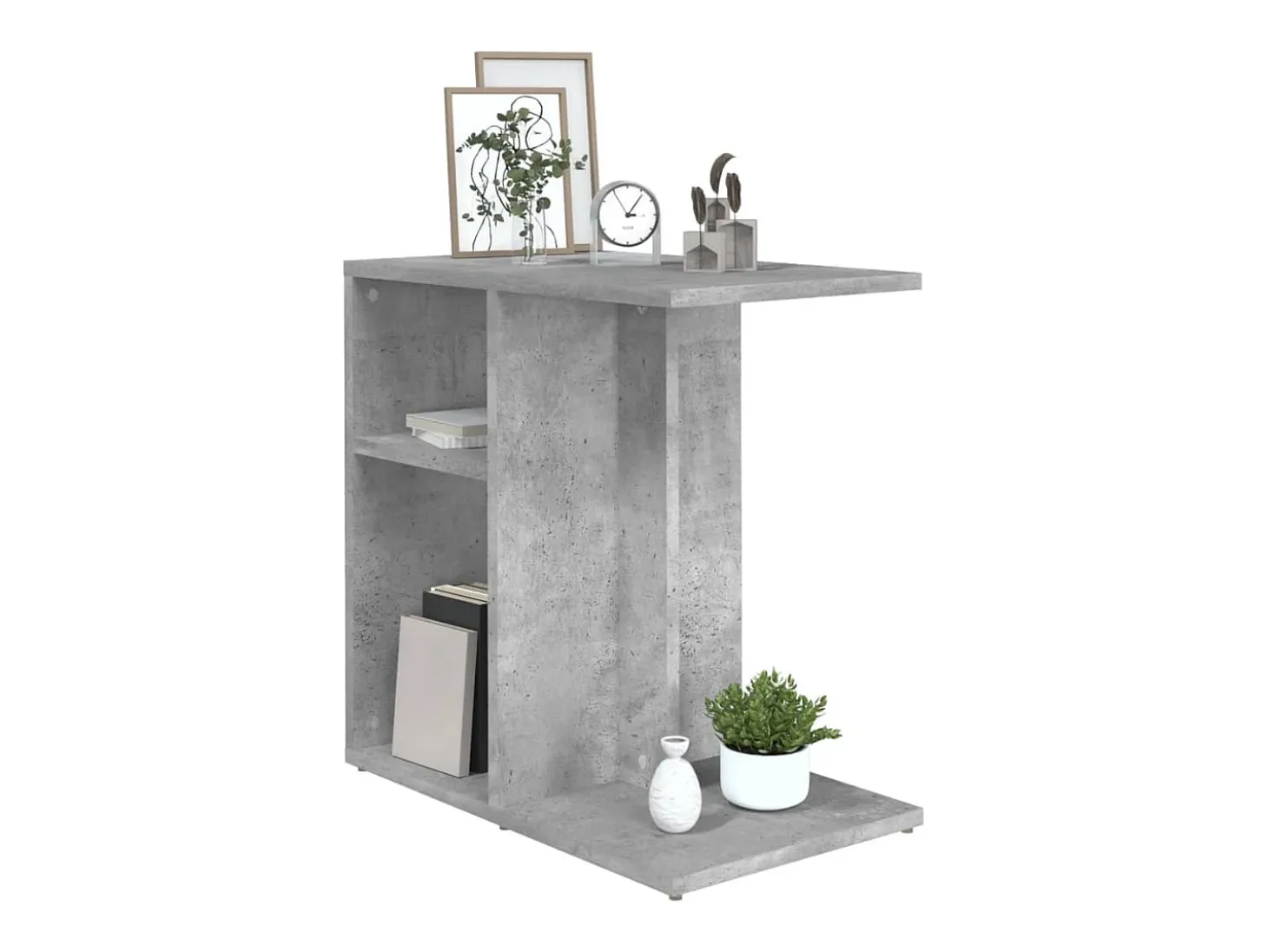 Mesa auxiliar de madera contrachapada gris hormigón 50x30x50 cm