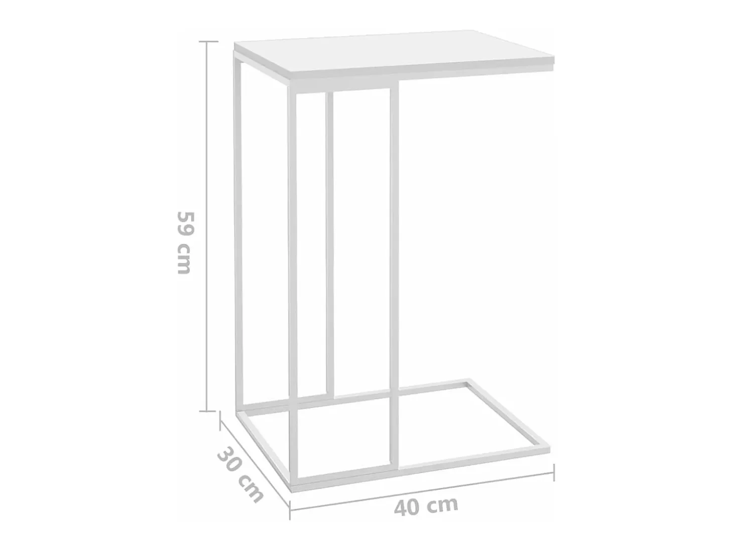 Mesa auxiliar de madera contrachapada blanco 40x30x59 cm
