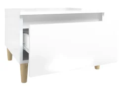 Mesa auxiliar de madera contrachapada blanco brillo 50x46x35 cm