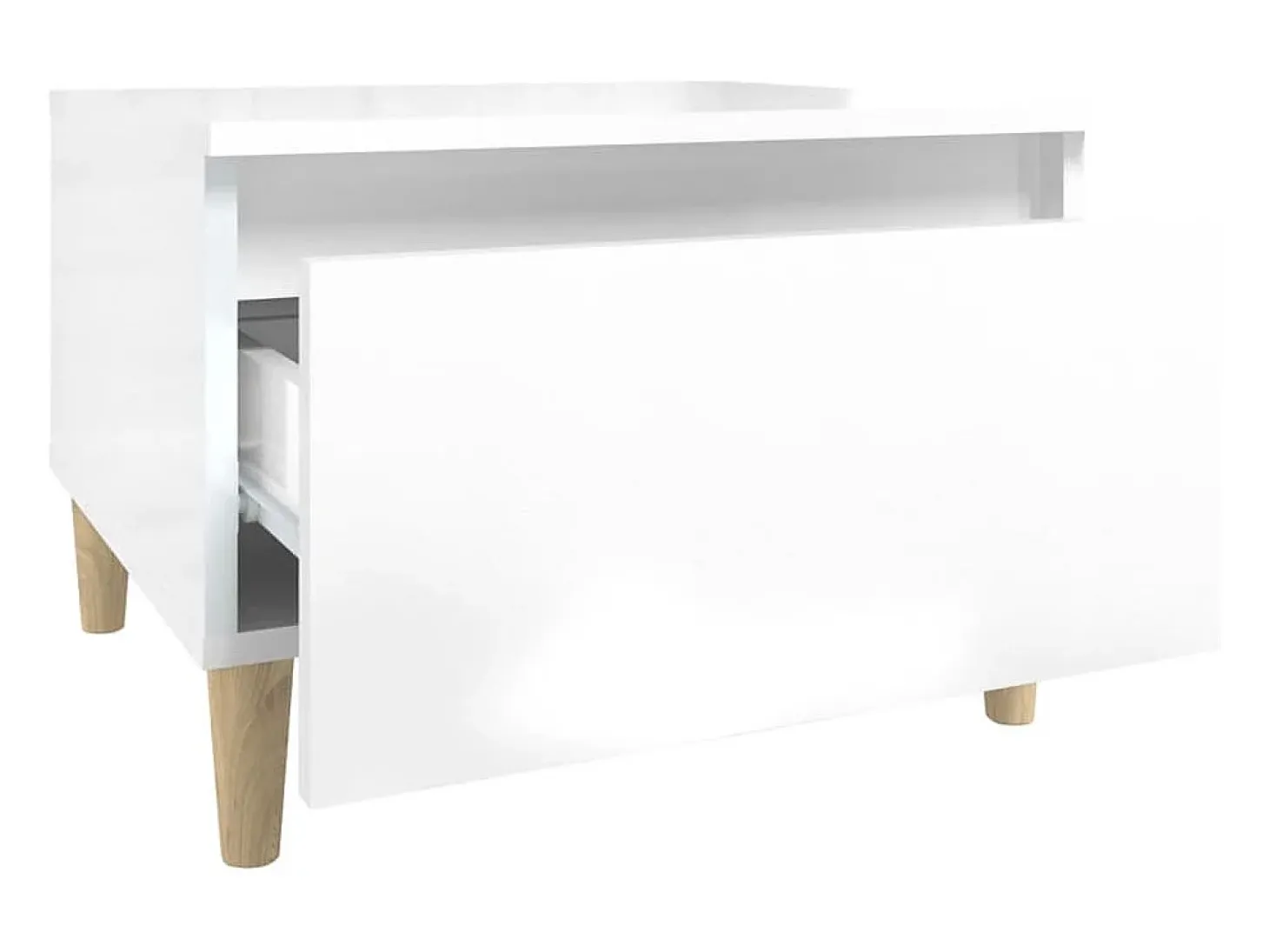Mesa auxiliar de madera contrachapada blanco brillo 50x46x35 cm