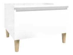Mesa auxiliar de madera contrachapada blanco brillo 50x46x35 cm