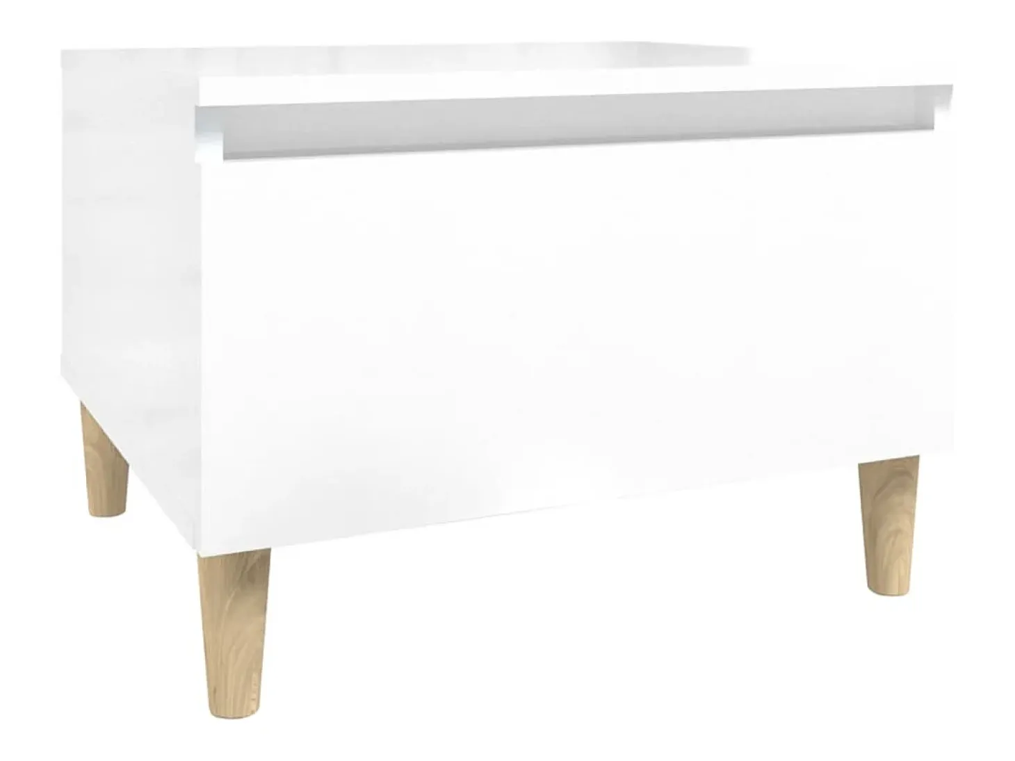 Mesa auxiliar de madera contrachapada blanco brillo 50x46x35 cm