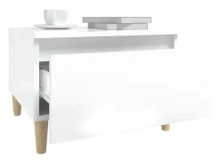 Mesa auxiliar de madera contrachapada blanco brillo 50x46x35 cm