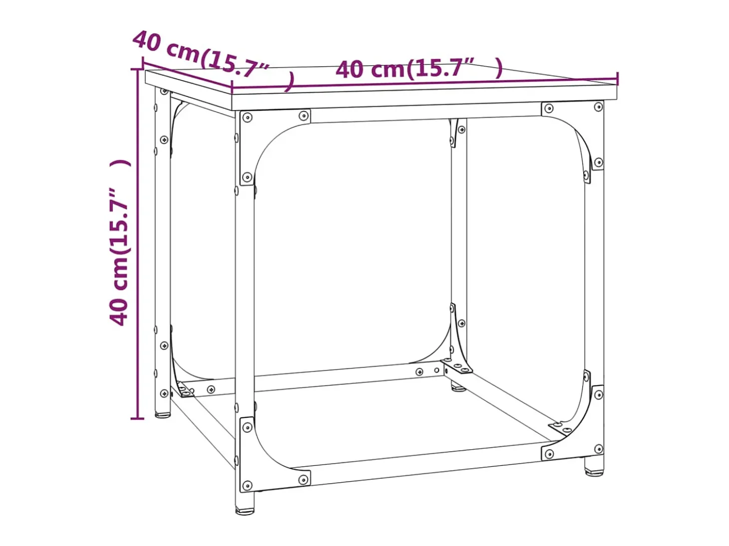 Mesa auxiliar de madera contrachapada negro 40x40x40 cm
