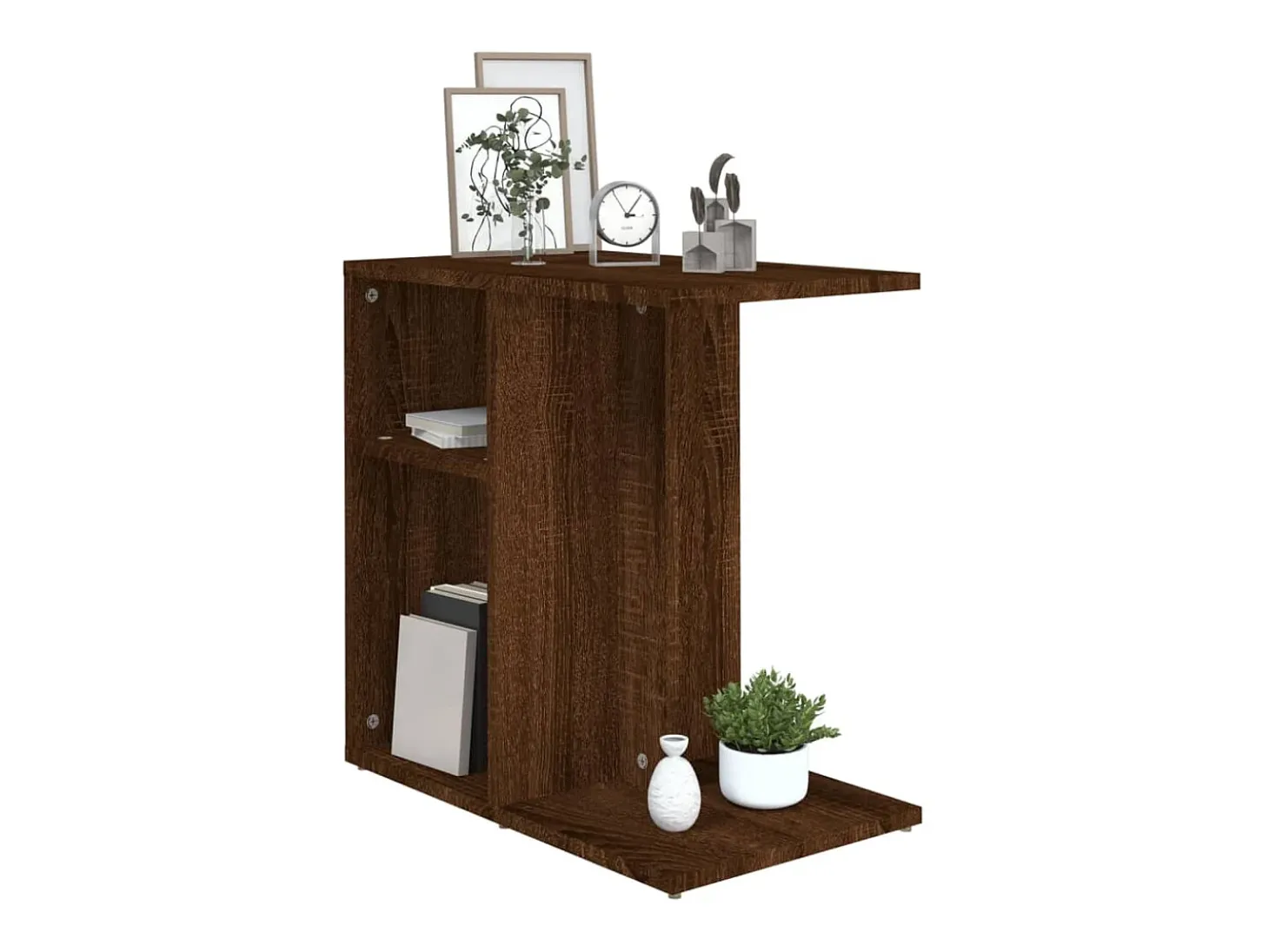 Mesa auxiliar de madera contrachapada marrón roble 50x30x50 cm