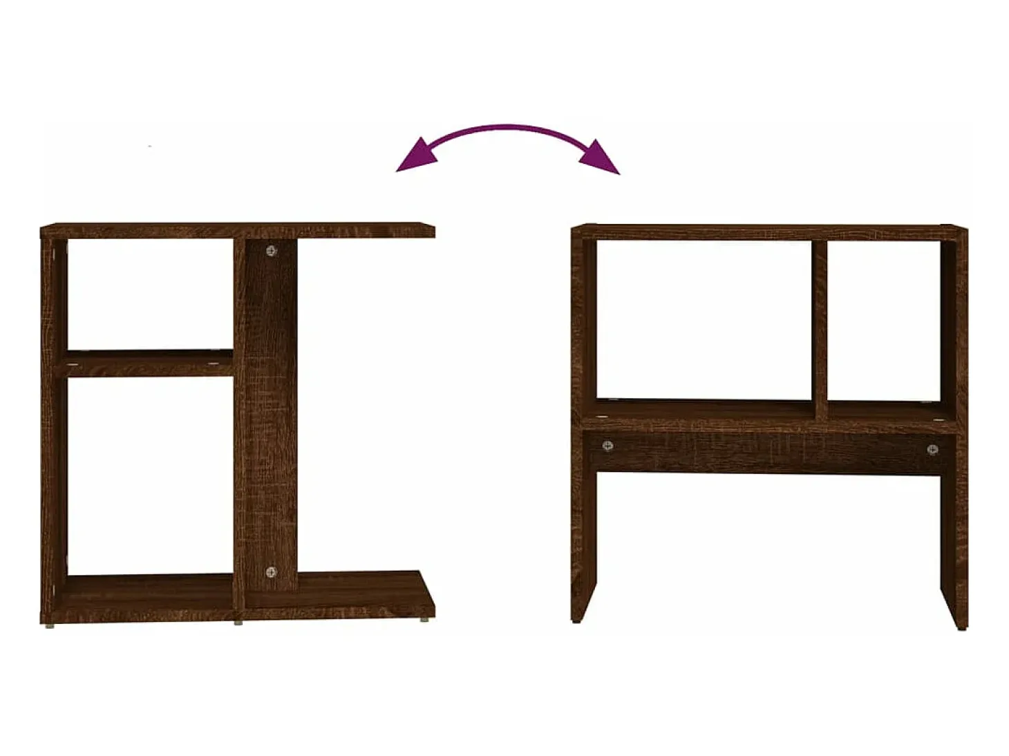 Mesa auxiliar de madera contrachapada marrón roble 50x30x50 cm