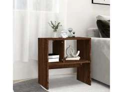 Mesa auxiliar de madera contrachapada marrón roble 50x30x50 cm