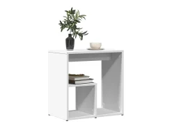 Mesa auxiliar de madera contrachapada blanco 50x30x50 cm