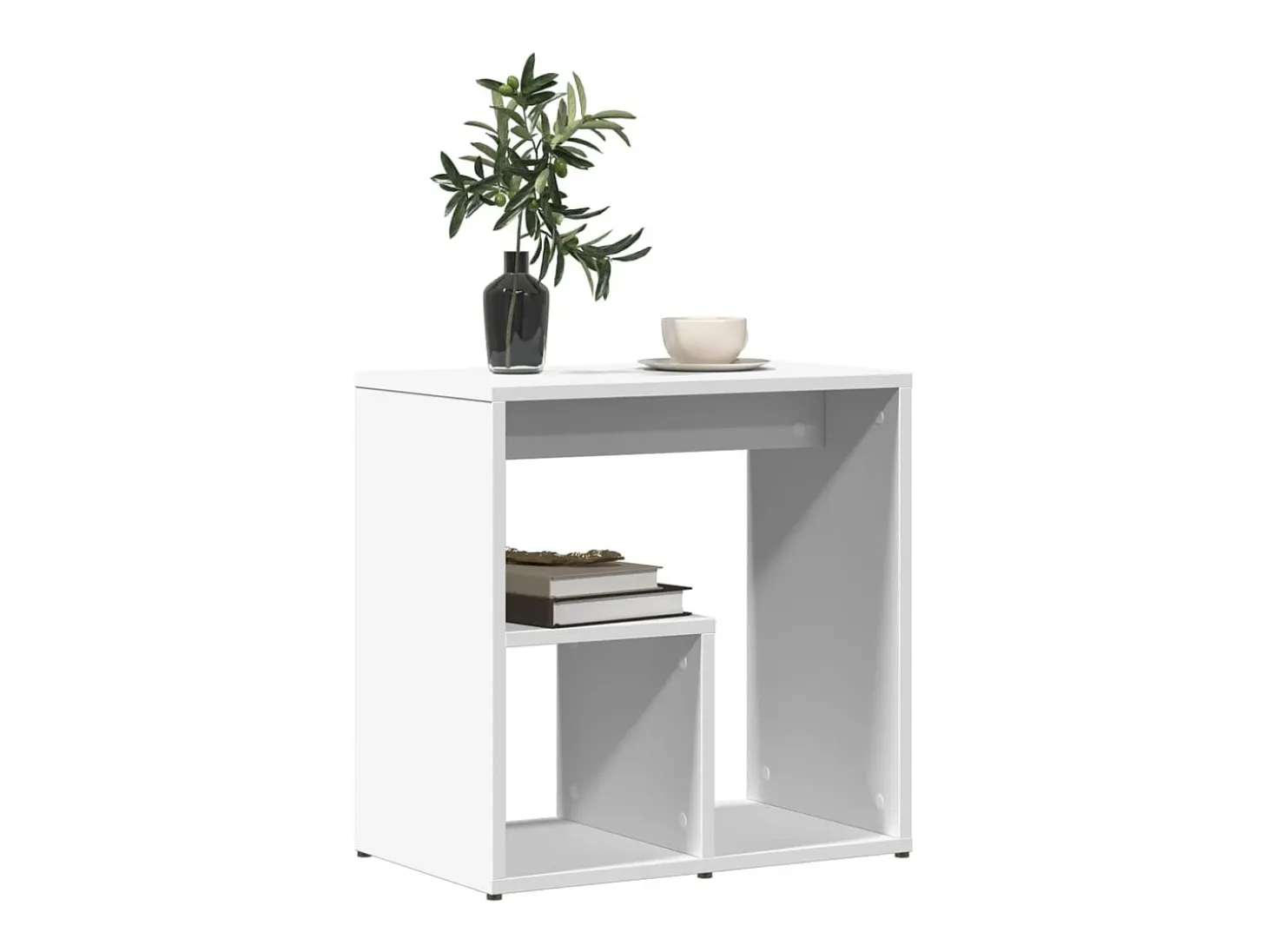 Mesa auxiliar de madera contrachapada blanco 50x30x50 cm