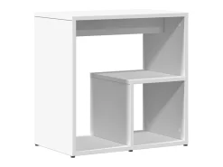 Mesa auxiliar de madera contrachapada blanco 50x30x50 cm