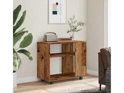Mesa auxiliar de madera contrachapada envejecida 70x35x55 cm