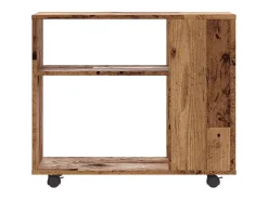 Mesa auxiliar de madera contrachapada envejecida 70x35x55 cm