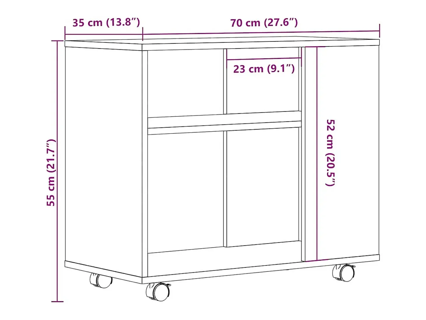 Mesa auxiliar de madera de ingeniería roble artisan 70x35x55 cm