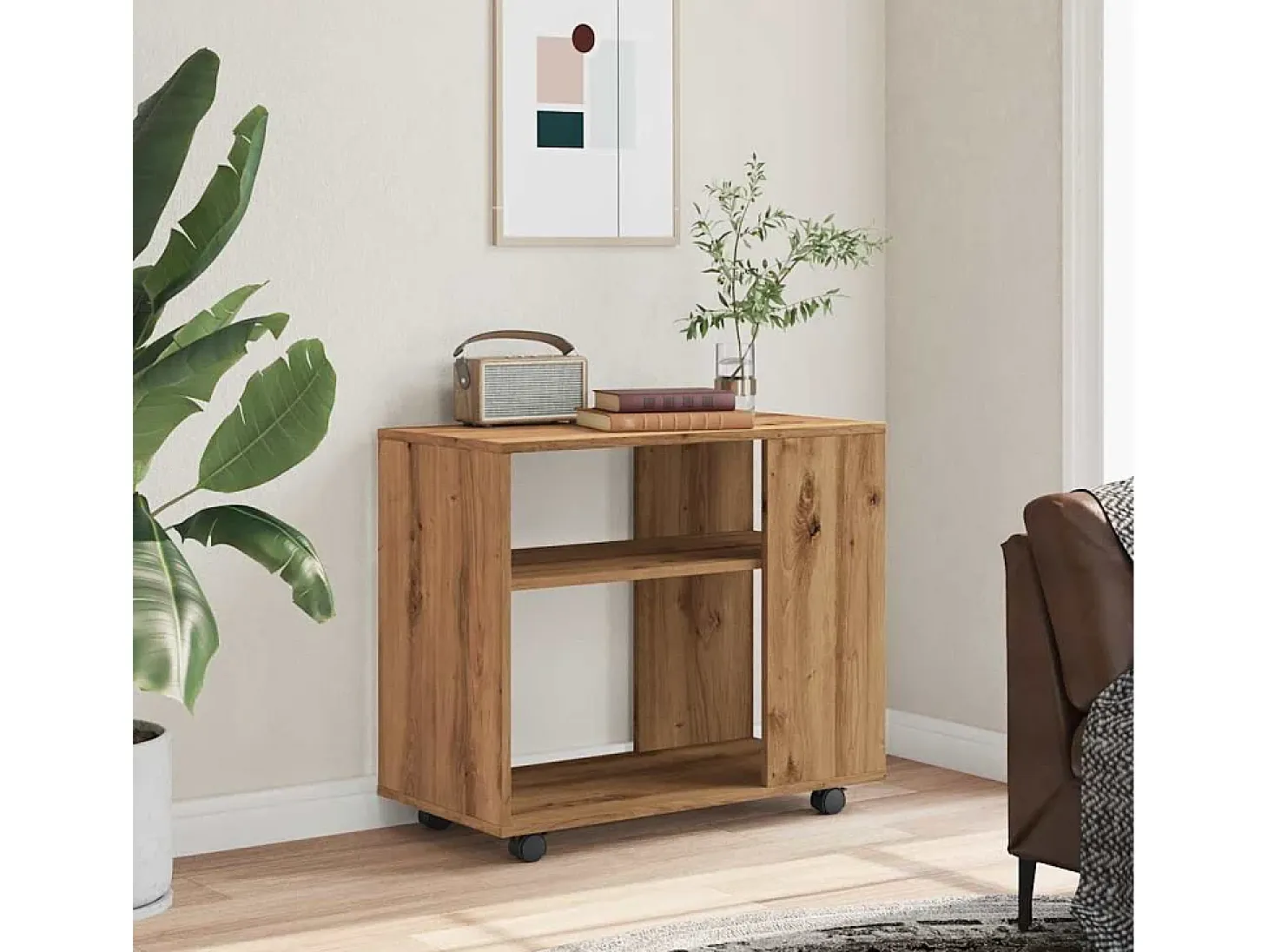 Mesa auxiliar de madera de ingeniería roble artisan 70x35x55 cm
