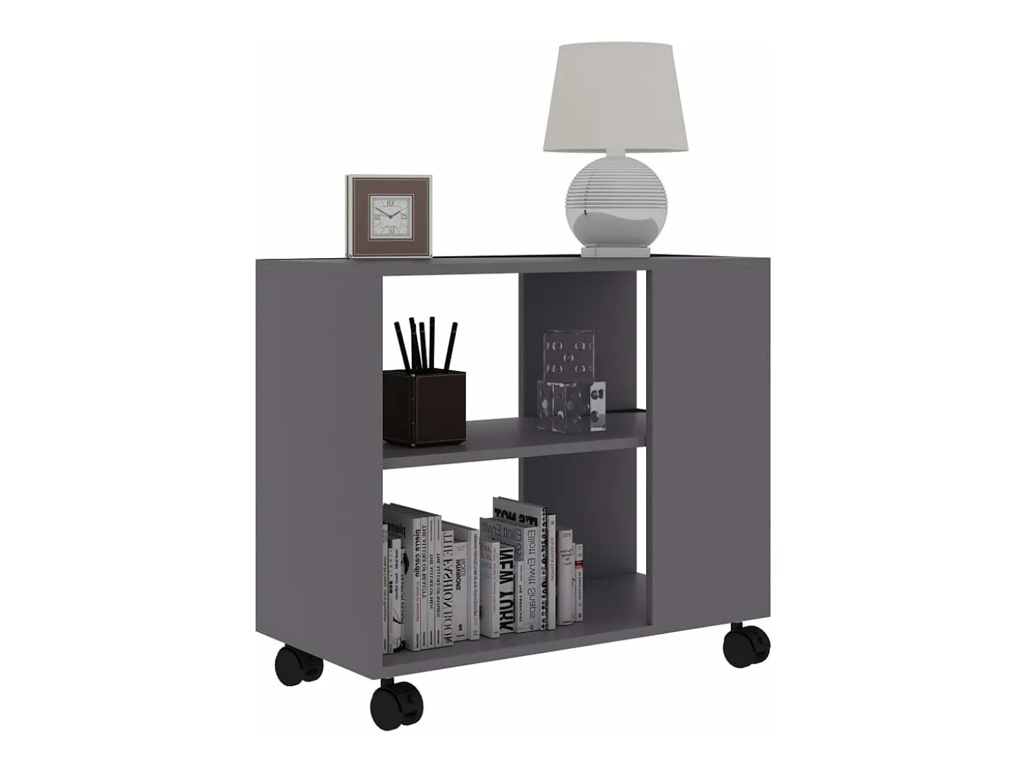 Mesa auxiliar de madera de ingeniería gris 70x35x55 cm