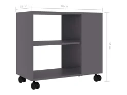 Mesa auxiliar de madera de ingeniería gris 70x35x55 cm