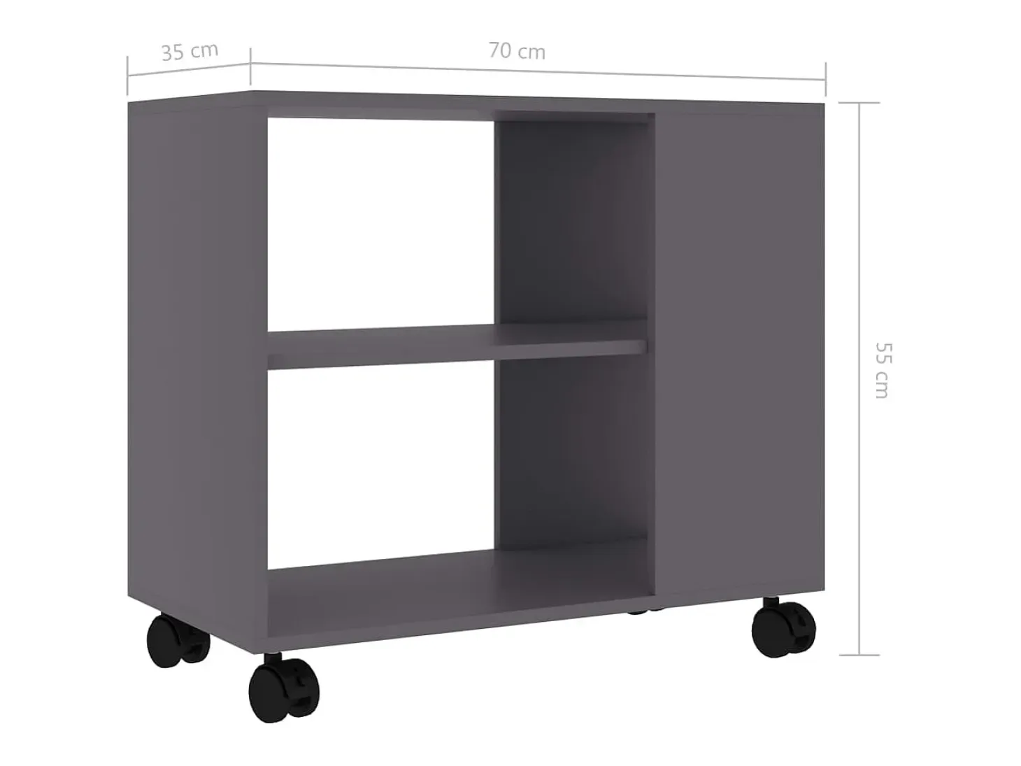 Mesa auxiliar de madera de ingeniería gris 70x35x55 cm