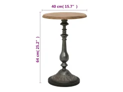 Mesa auxiliar de madera de abeto maciza marrón 40x64 cm