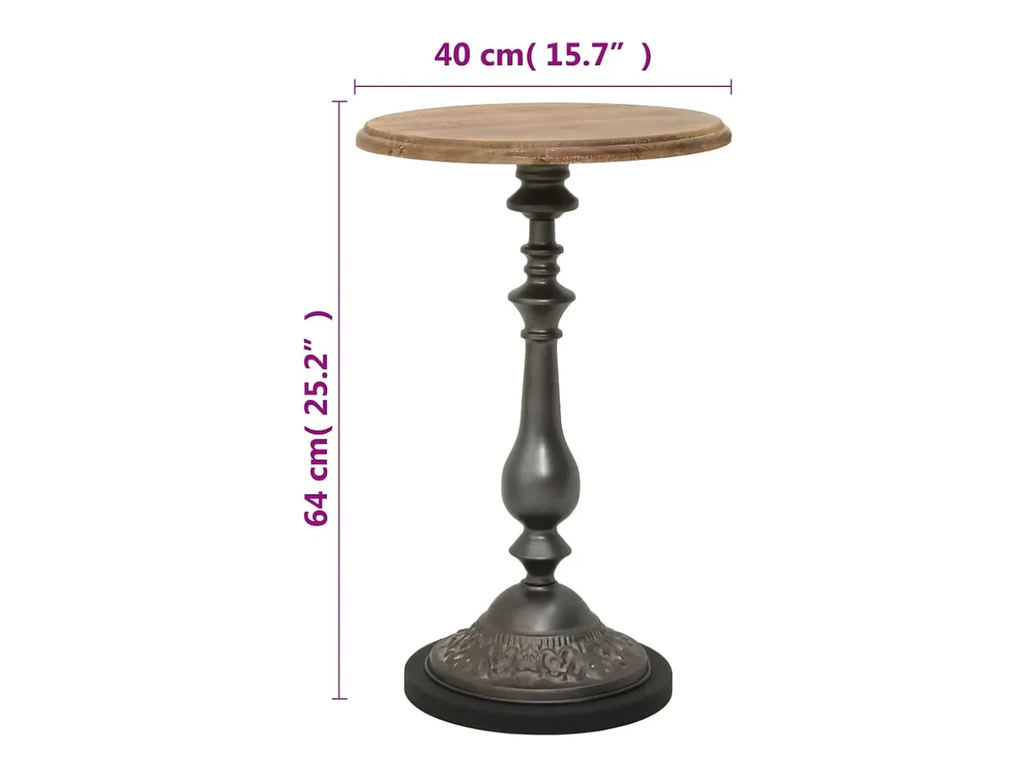 Mesa auxiliar de madera de abeto maciza marrón 40x64 cm