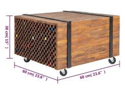 Mesa auxiliar de madera de teca 60x60x38 cm