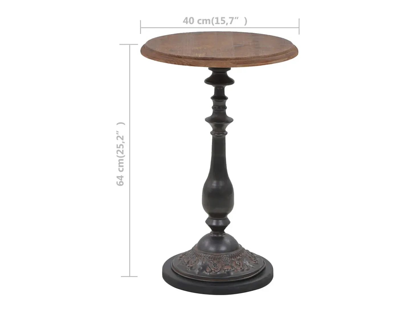 Mesa auxiliar de madera de abeto maciza marrón 40x64 cm