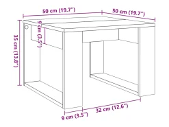 Mesa auxiliar de madera de ingeniería envejecida 50x50x35 cm