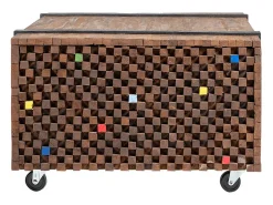 Mesa auxiliar de madera de teca 60x60x38 cm