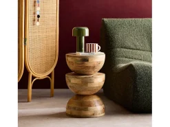 Mesa auxiliar de madera de mango natural