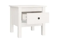 Mesa auxiliar de madera maciza de pino blanco 40x40x39 cm