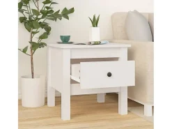 Mesa auxiliar de madera maciza de pino blanco 40x40x39 cm