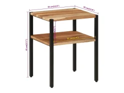 Mesa auxiliar de madera maciza acacia y hierro 35x35x45 cm