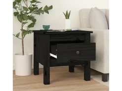 Mesa auxiliar de madera maciza de pino negro 40x40x39 cm