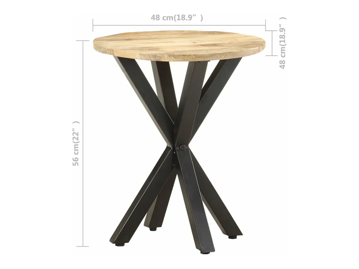 Mesa auxiliar de madera maciza de mango 48x48x56 cm