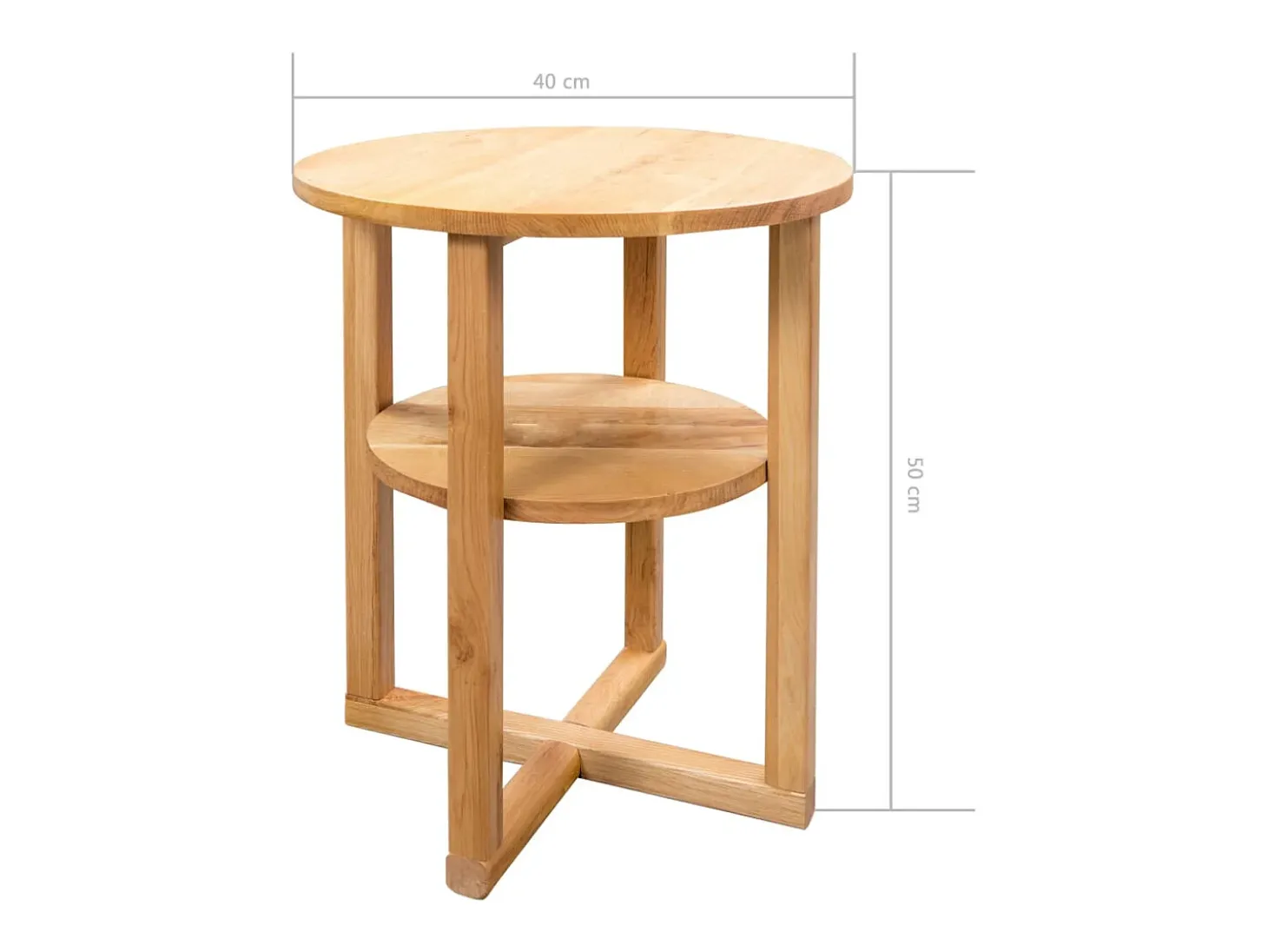 Mesa auxiliar de madera maciza de roble 40x50 cm