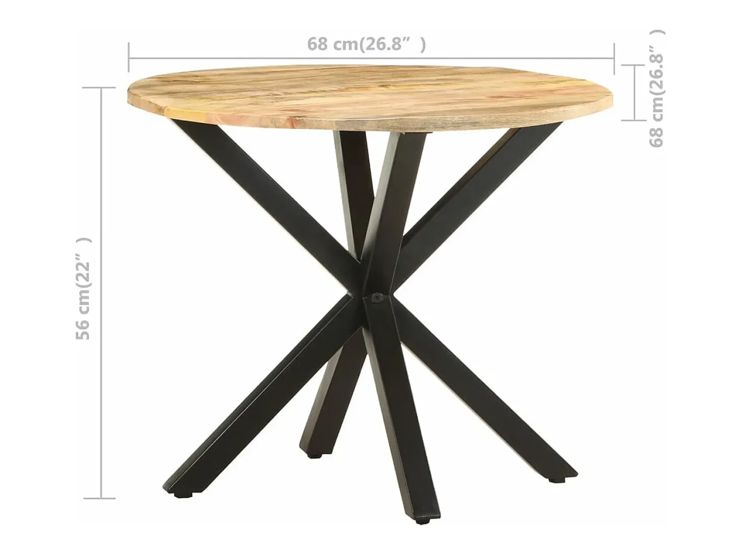 Mesa auxiliar de madera maciza de mango 68x68x56 cm