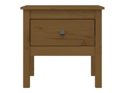 Mesa auxiliar de madera maciza de pino marrón miel 50x50x49 cm
