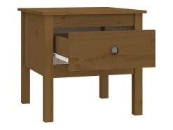 Mesa auxiliar de madera maciza de pino marrón miel 50x50x49 cm