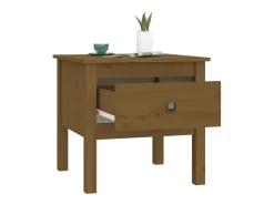 Mesa auxiliar de madera maciza de pino marrón miel 50x50x49 cm