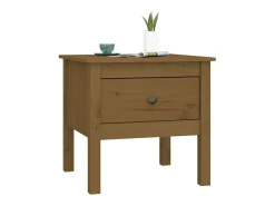 Mesa auxiliar de madera maciza de pino marrón miel 50x50x49 cm